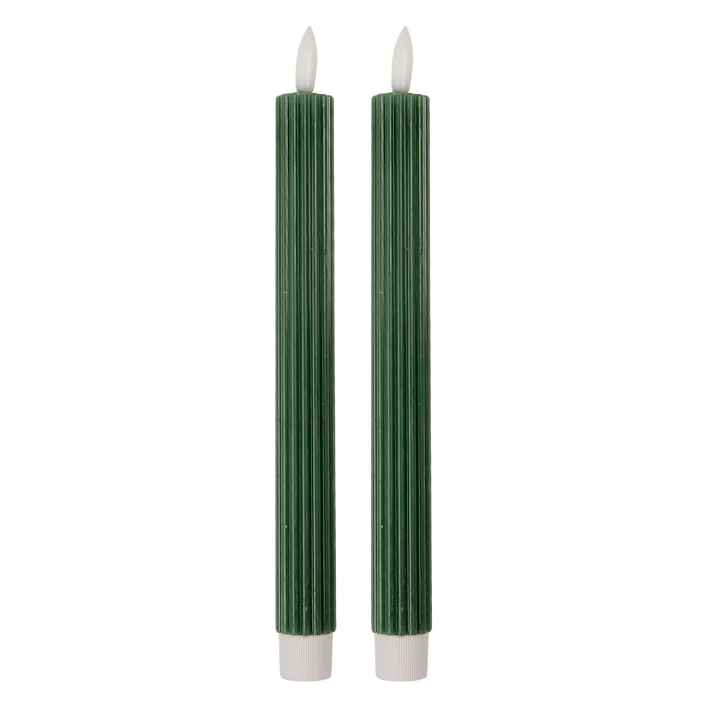 [6CA0002DGR] Kaars met LED set van 2 Ø 2x25 cm / 2xAAA