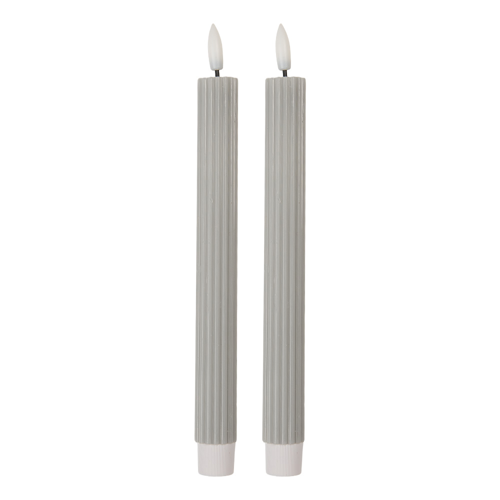 [6CA0002G] Candela con LED set 2 Grigio Ø 2x25 cm / 2xAAA