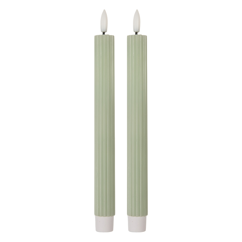 [6CA0002GR] Candela con LED set 2 Verde Ø 2x25 cm / 2xAAA