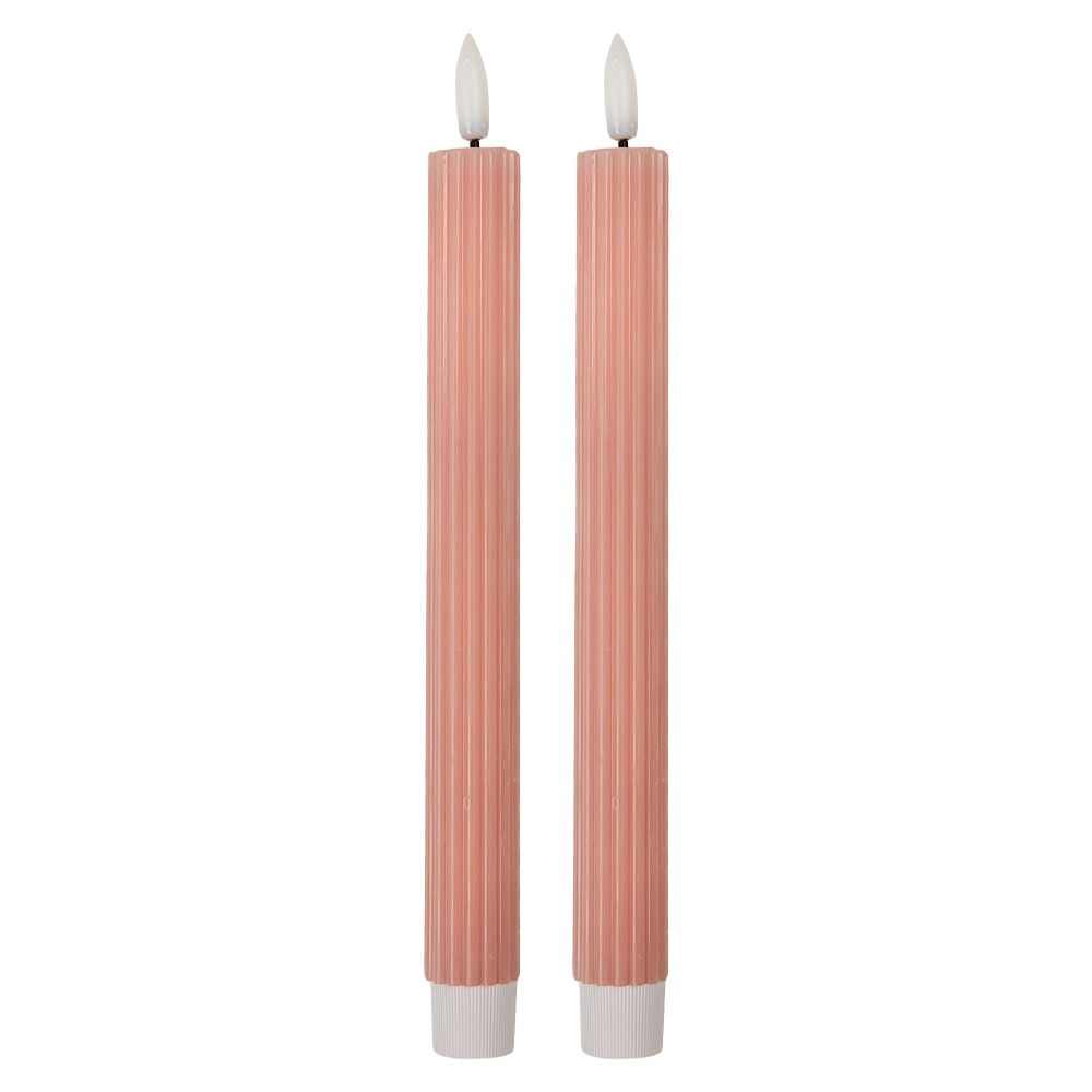 [6CA0002P] Candle with LED set 2 Pink Ø 2x25 cm / 2xAAA