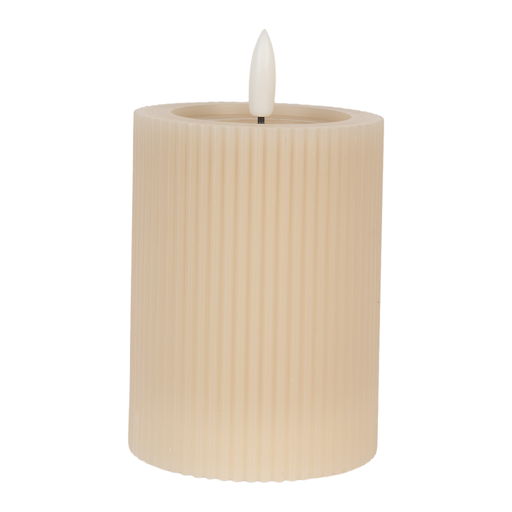 [6CA0003BE] Candela con LED Beige Ø 8x13 cm / 2xAA