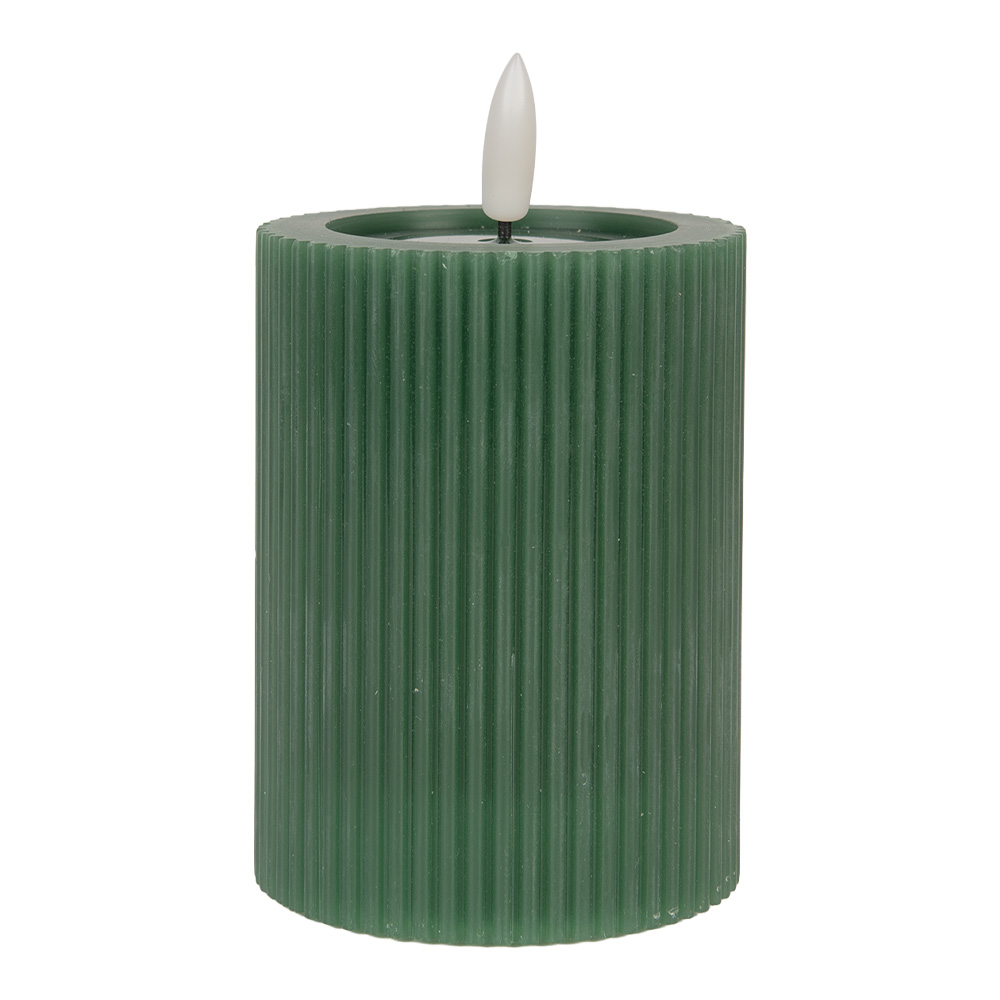 [6CA0003DGR] Kaars met LED Ø 8x13 cm / 2xAA