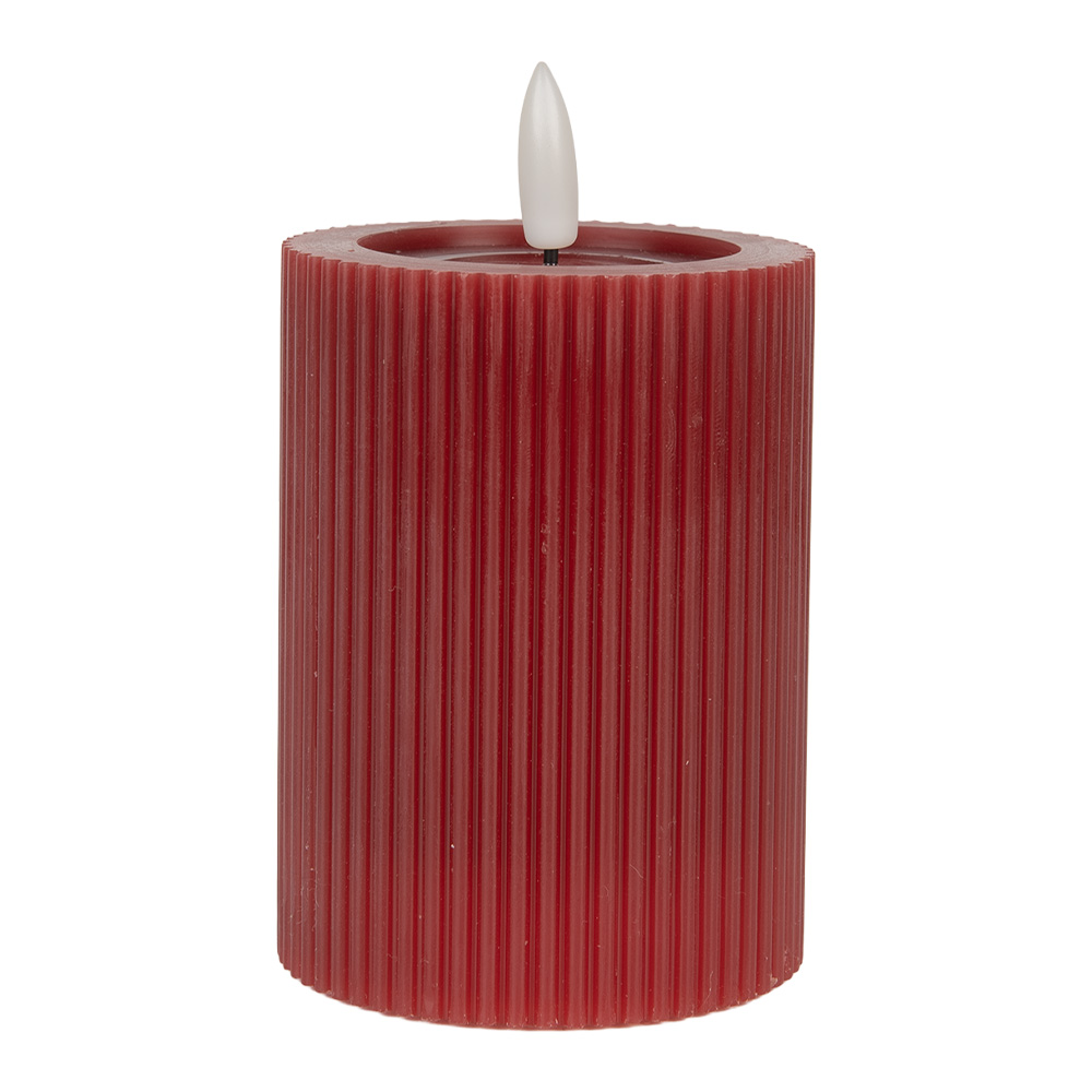 [6CA0003R] Candela con LED Rosso Ø 8x13 cm / 2xAA