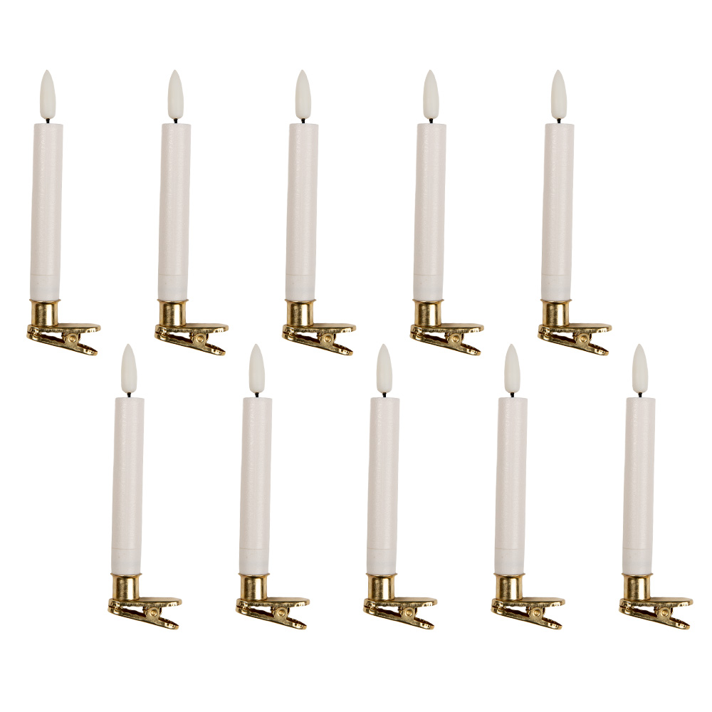 [6CA0008] Bougies avec LED set 10 Blanc Ø 2x14 cm / 10xAAA
