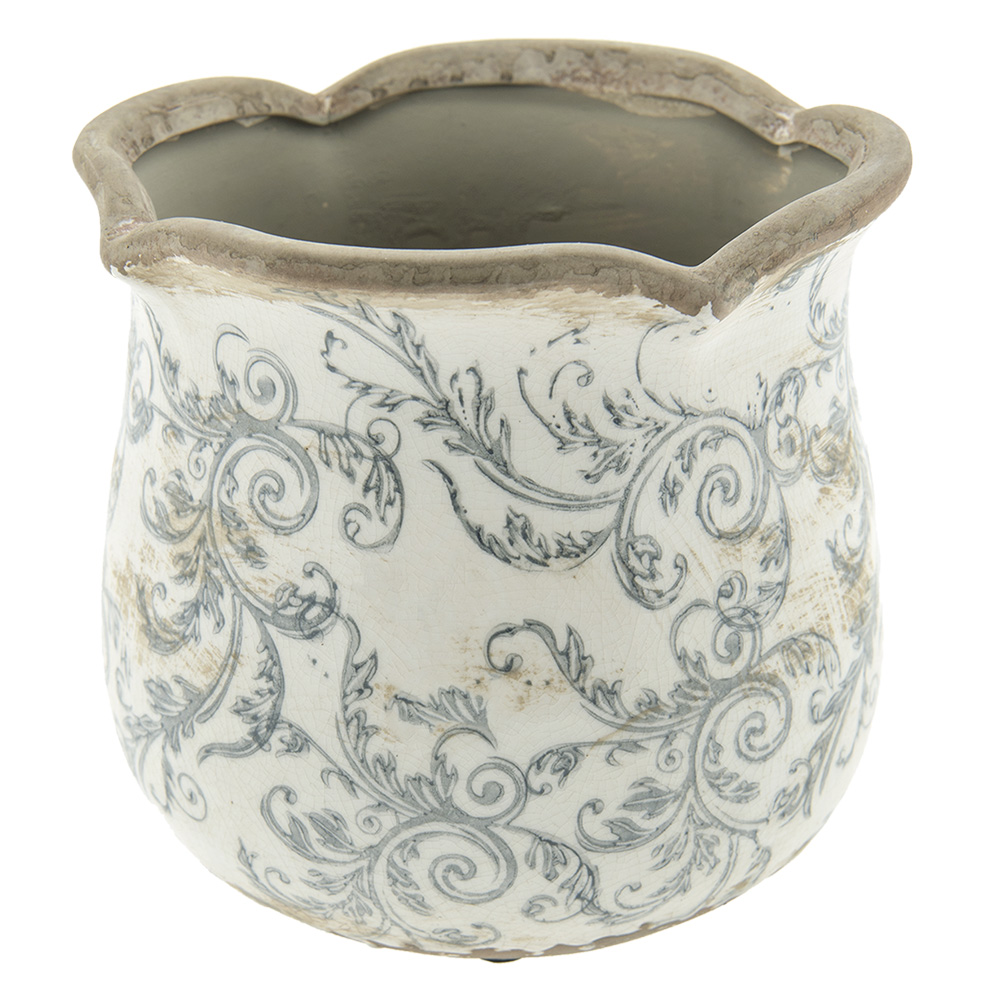 [6CE0870L] Blumentopf für Innen Beige, Grau Ø 18x17 cm