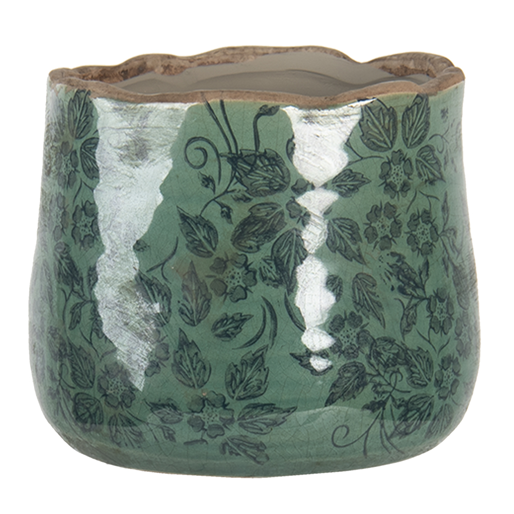 [6CE1252S] Pot de fleurs d'intérieur Vert Ø 13x11 cm