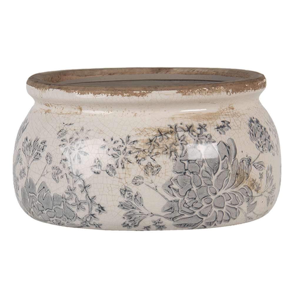 [6CE1254S] Flower Pot Inside Grey, Beige Ø 16x8 cm