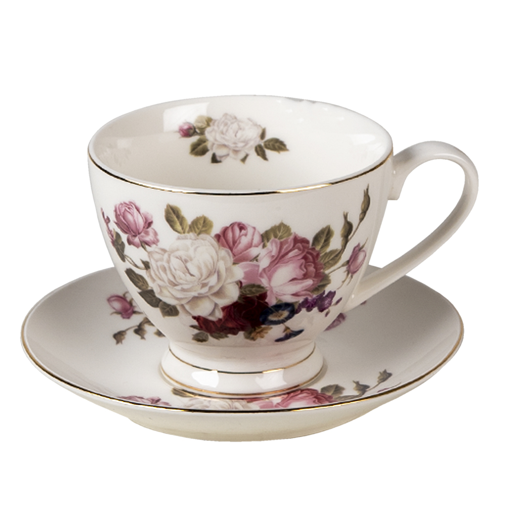 [6CE1290] Tazzina da caffè con piattino Bianco 12x9x7 cm / Ø 13x2 cm / 200 ml