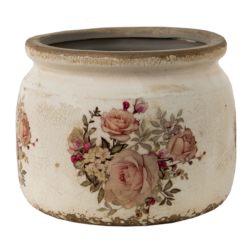 [6CE1419M] Pot de fleurs d'intérieur Rose, Beige Ø 15x13 cm