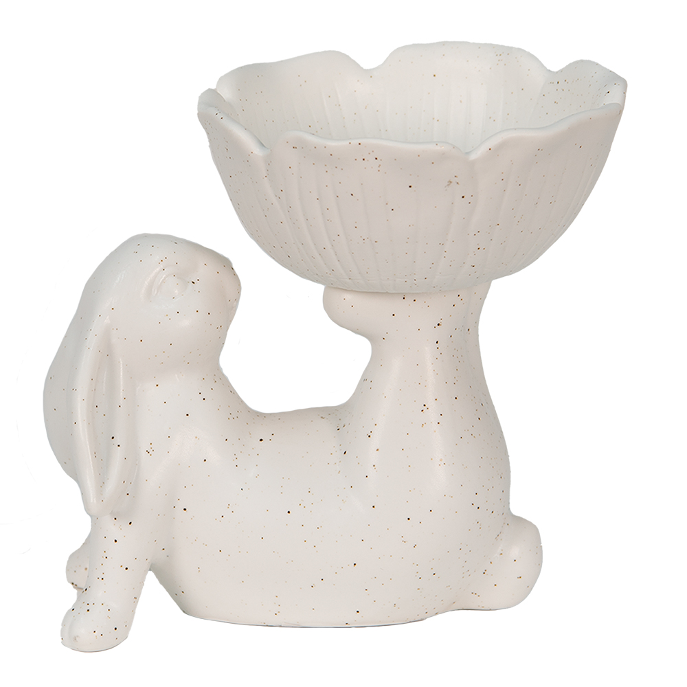 [6CE1429] Décoration Lapin Blanc 15x11x14 cm