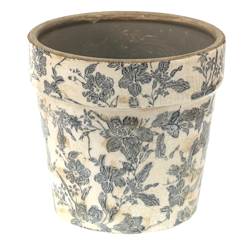 [6CE1448M] Blumentopf für Innen Grau Beige Ø 16x15 cm