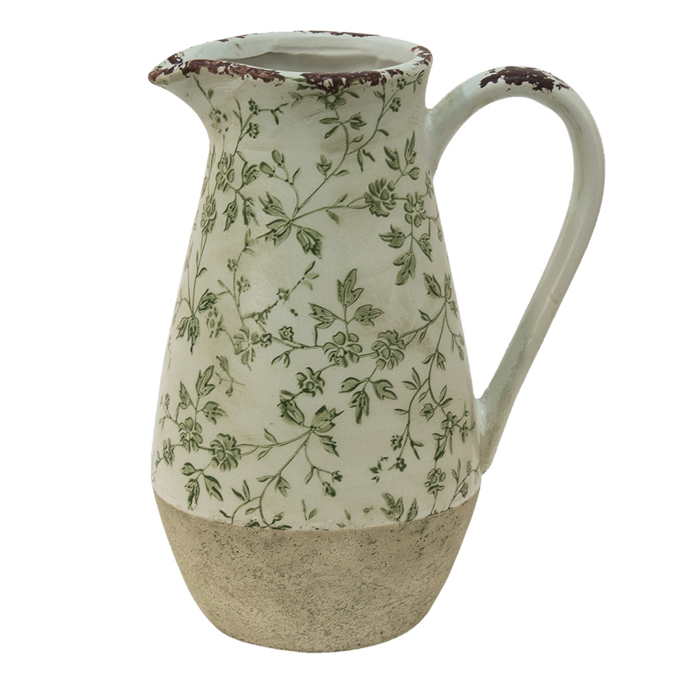 [6CE1453M] Brocca Decorativa Verde Beige 20x14x25 cm