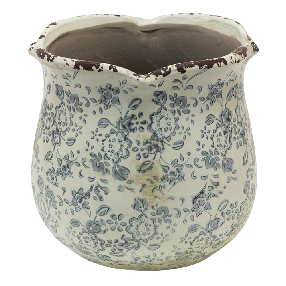 [6CE1455L] Pot de fleurs d'intérieur Gris Beige Ø 17x16 cm