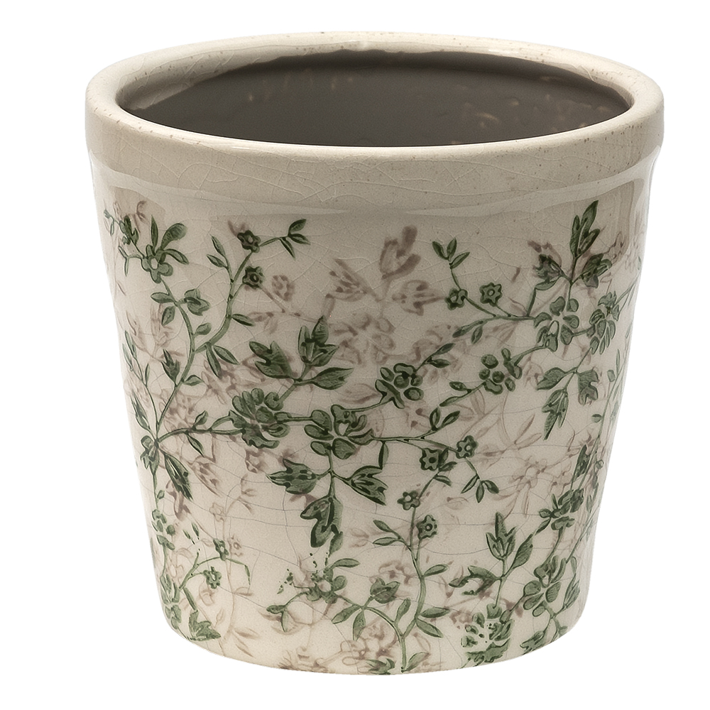 [6CE1457M] Pot de fleurs d'intérieur Vert Beige Ø 14x13 cm