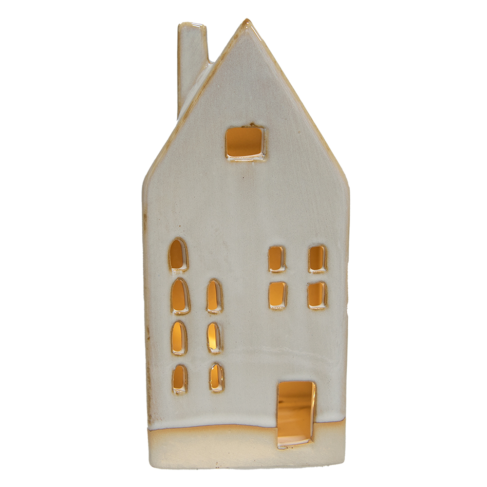 [6CE1504] Decoration house with LED Beige 8x5x18 cm