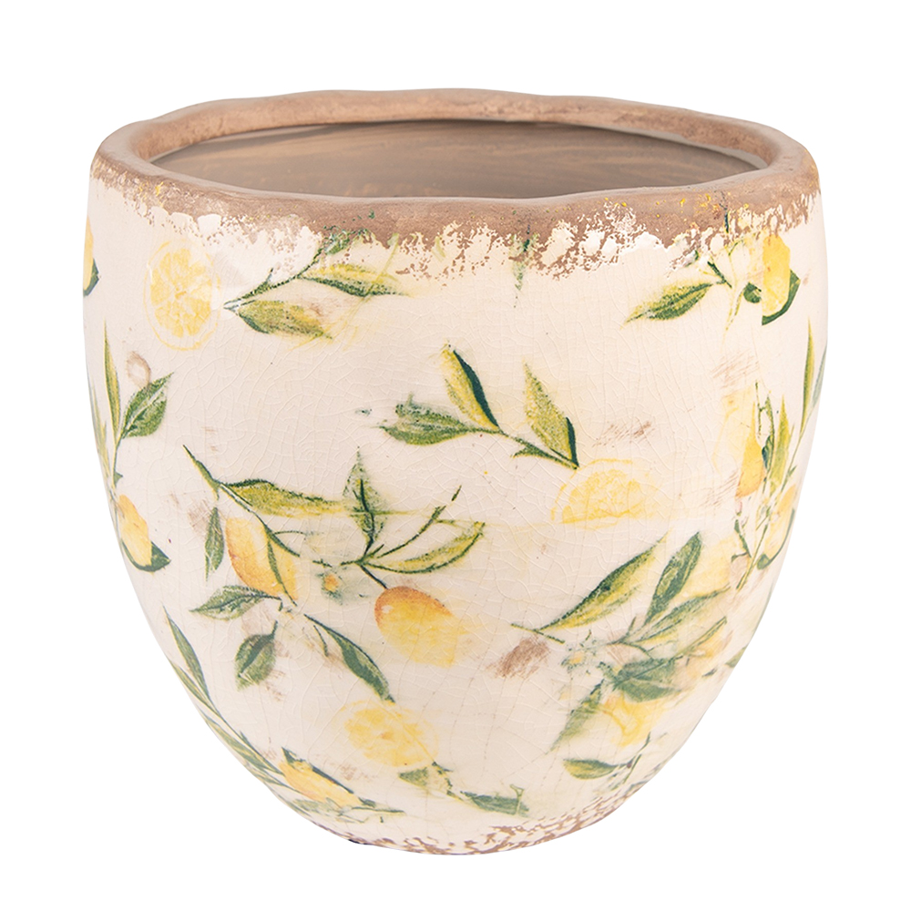 [6CE1529L] Pot de fleurs d'intérieur Jaune, Beige Ø 19x19 cm