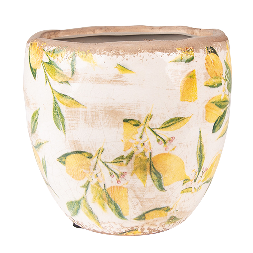 [6CE1529M] Flower Pot Inside Yellow, Beige Ø 18x17 cm