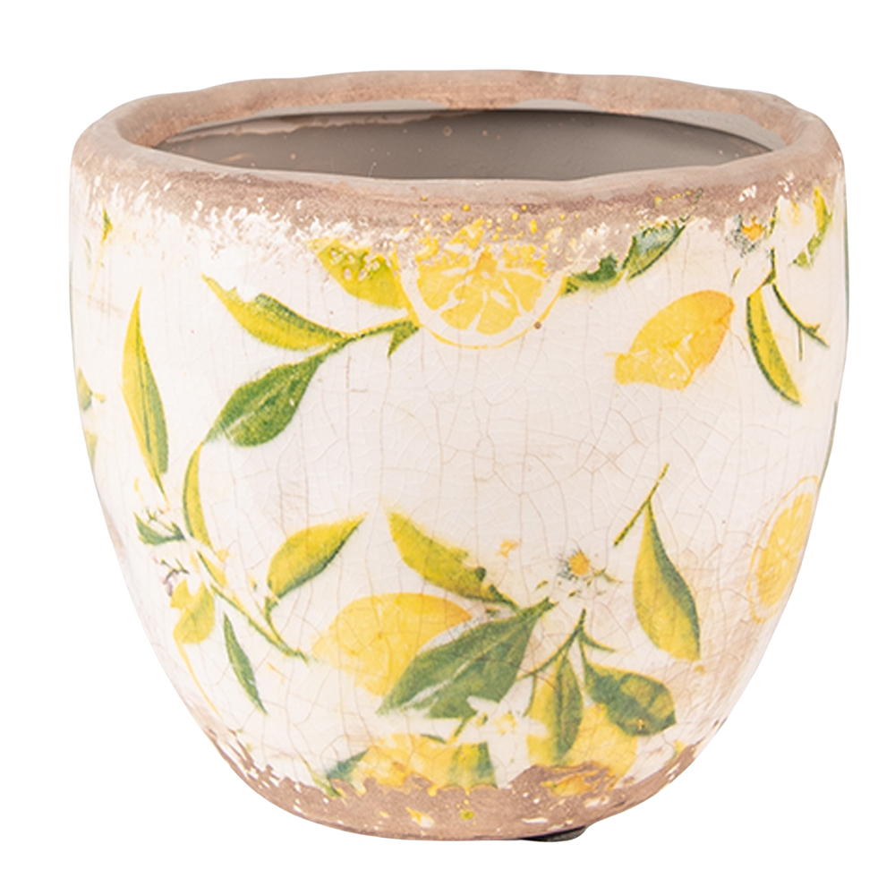 [6CE1529XS] Vaso Porta Pianta Giallo, Beige Ø 12x11 cm