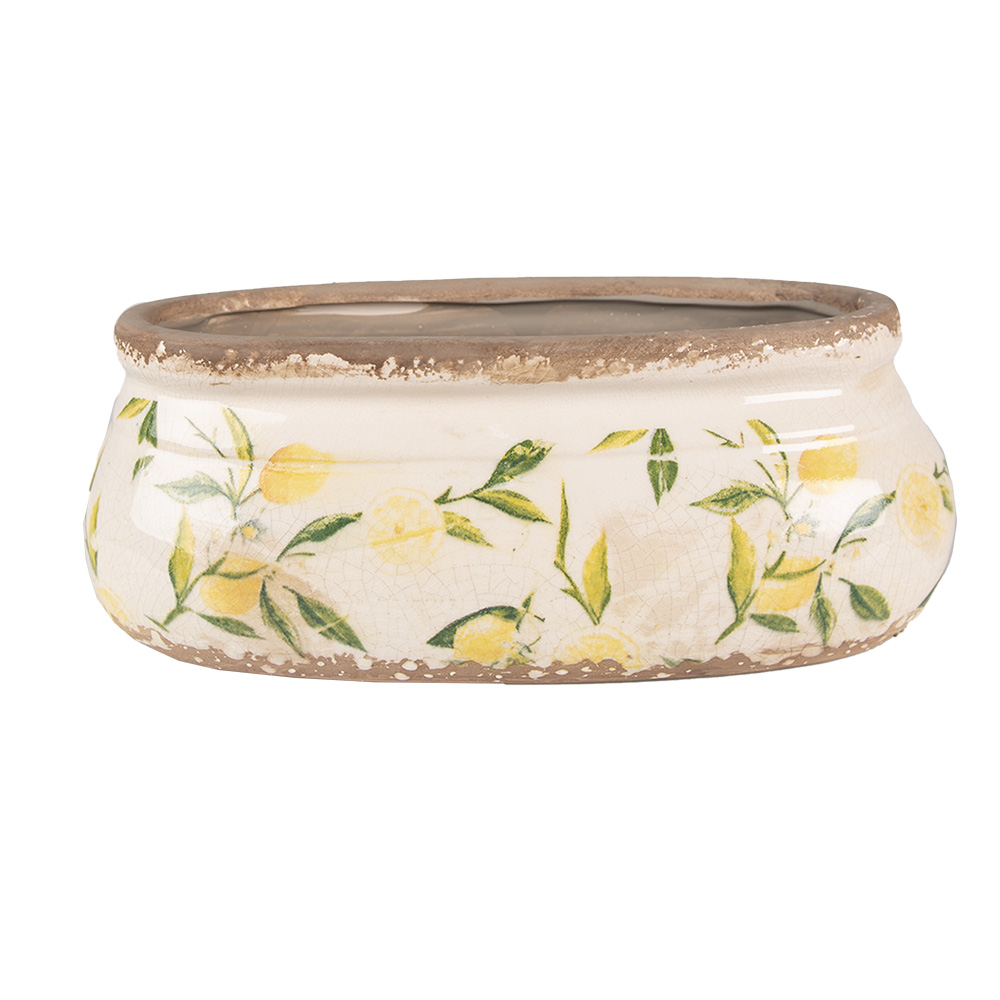 [6CE1531M] Pot de fleurs d'intérieur Jaune, Beige 23x10x9 cm