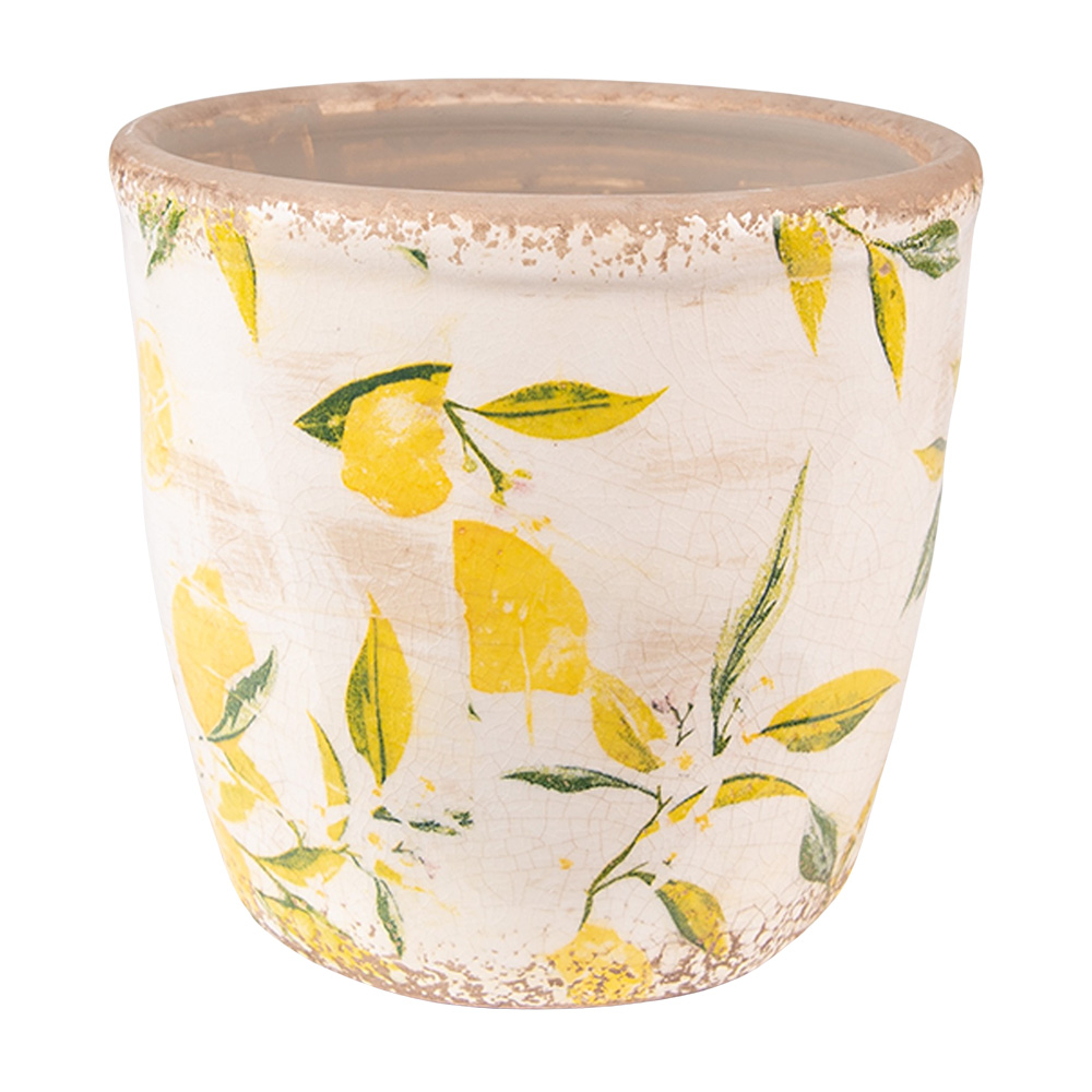 [6CE1532S] Flower Pot Inside Yellow, Beige Ø 13x12 cm