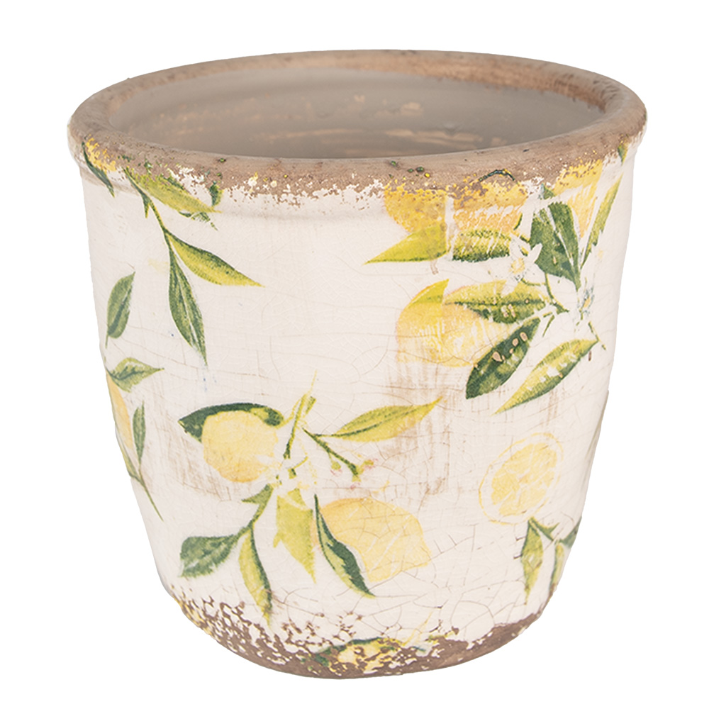 [6CE1532XS] Vaso Porta Pianta Giallo, Beige Ø 11x10 cm
