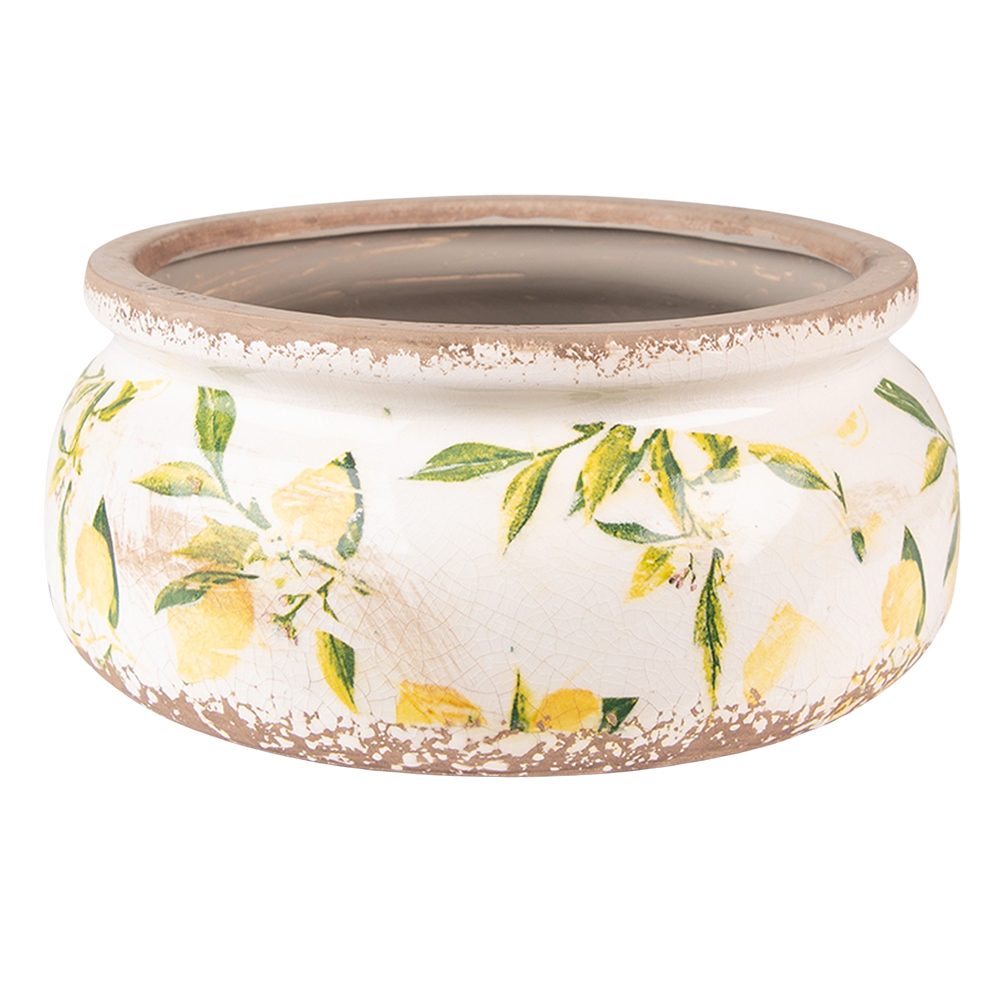[6CE1534L] Blumentopf für Innen Gelb, Beige Ø 23x10 cm