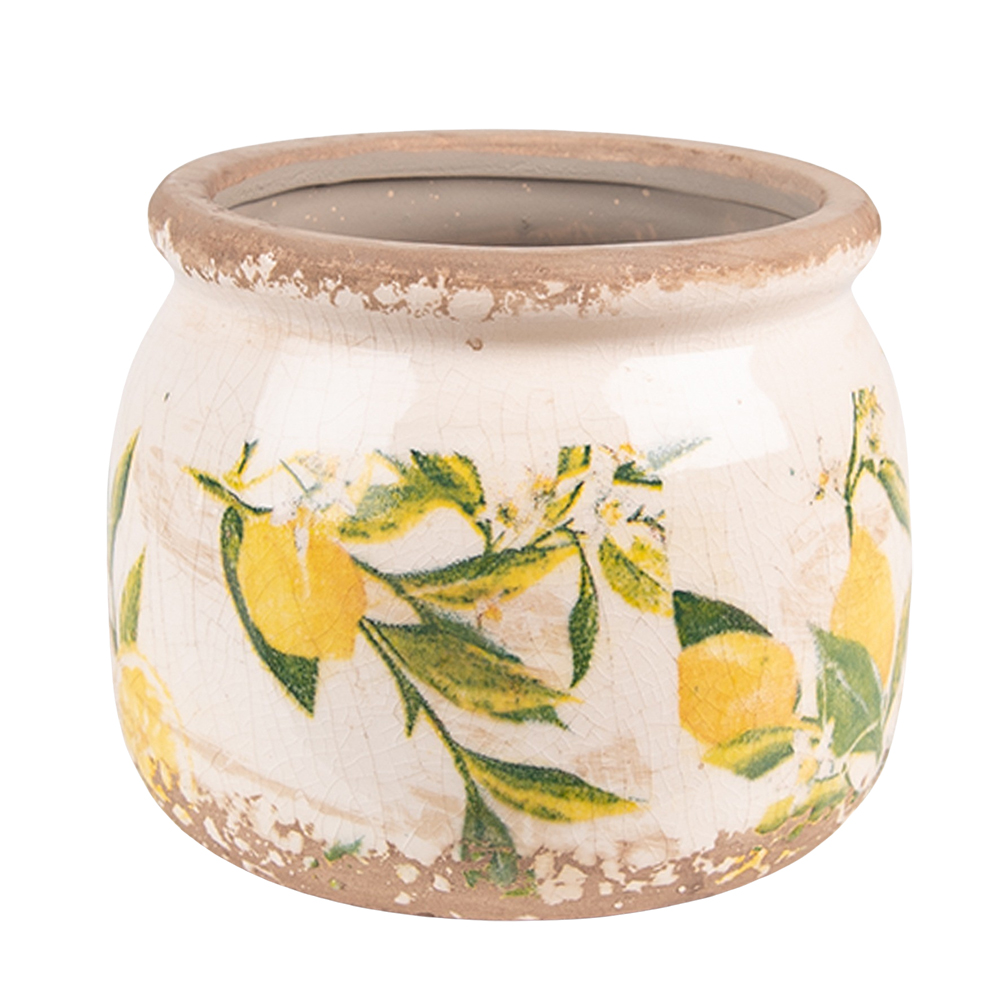 [6CE1535S] Pot de fleurs d'intérieur Jaune, Beige Ø 12x9 cm