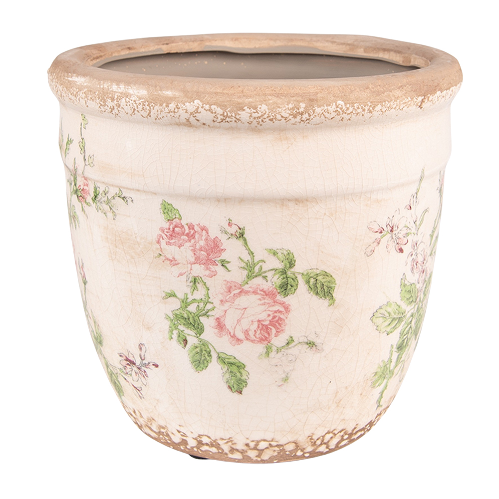 [6CE1541L] Pot de fleurs d'intérieur Rose, Beige Ø 18x17 cm