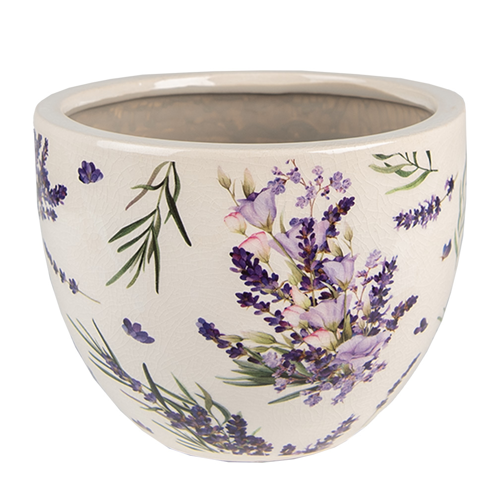 [6CE1553S] Vaso Porta Pianta Viola Beige Ø 15x11 cm