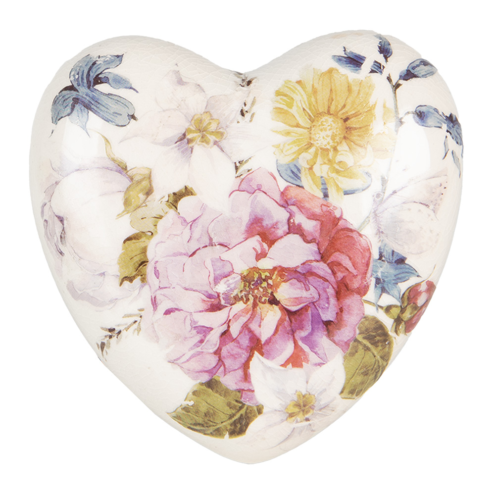 [6CE1561M] Deko Herz Rosa, Beige 8x8x4 cm