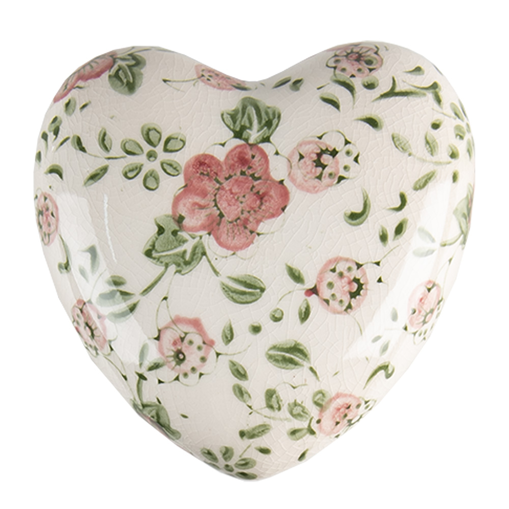[6CE1565L] Decoration Heart Pink, Beige 11x11x4 cm