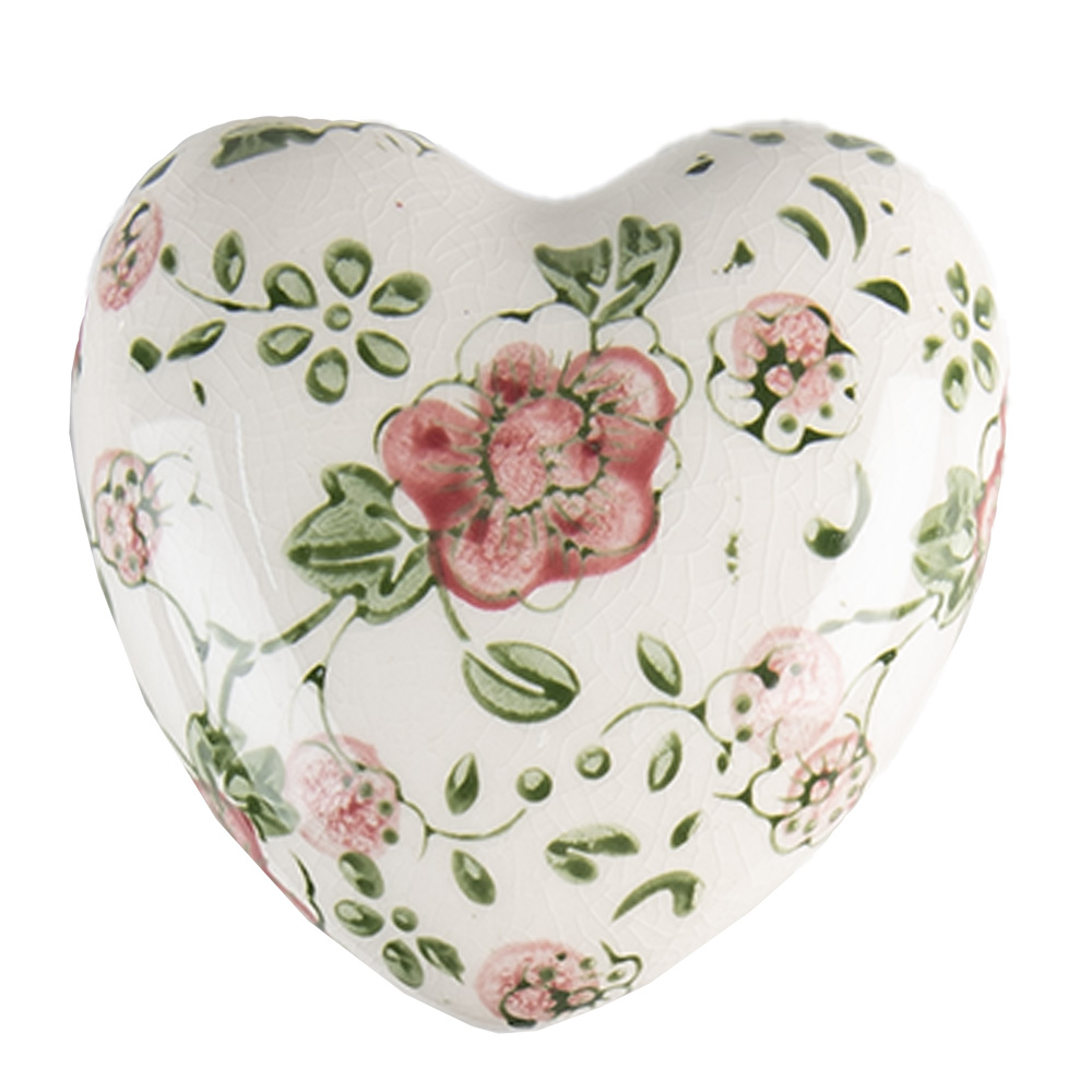 [6CE1565M] Deko Herz Rosa, Beige 8x8x4 cm