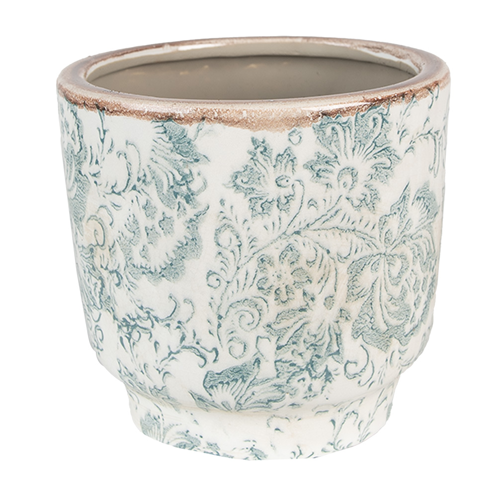 [6CE1574S] Vaso Porta Pianta Verde, Beige Ø 15x14 cm