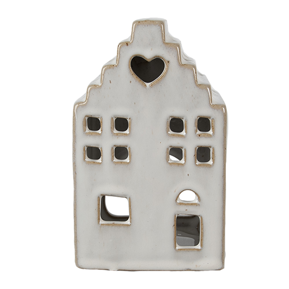 [6CE1588M] Porte-lampes de Noël chalet Beige 9x7x14 cm