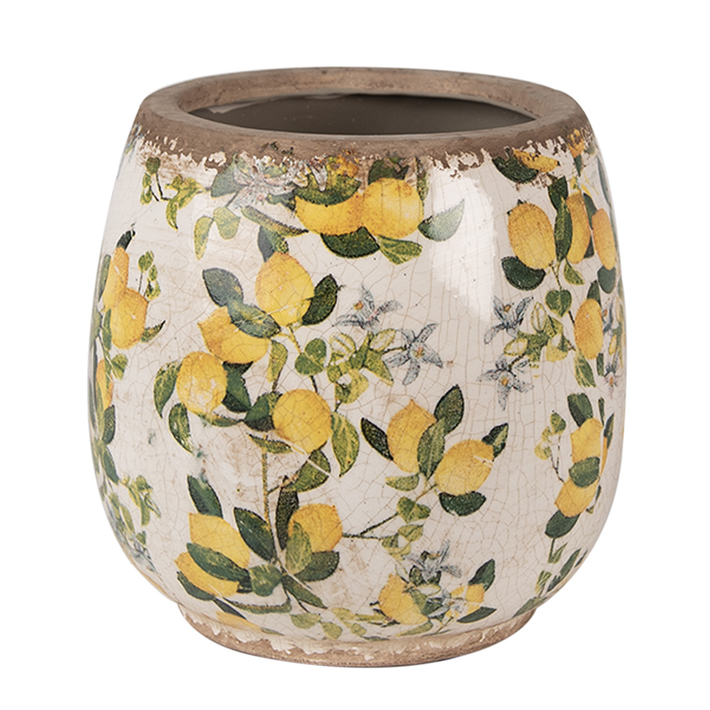 [6CE1608S] Blumentopf für Innen Beige Gelb Ø 13x13 cm