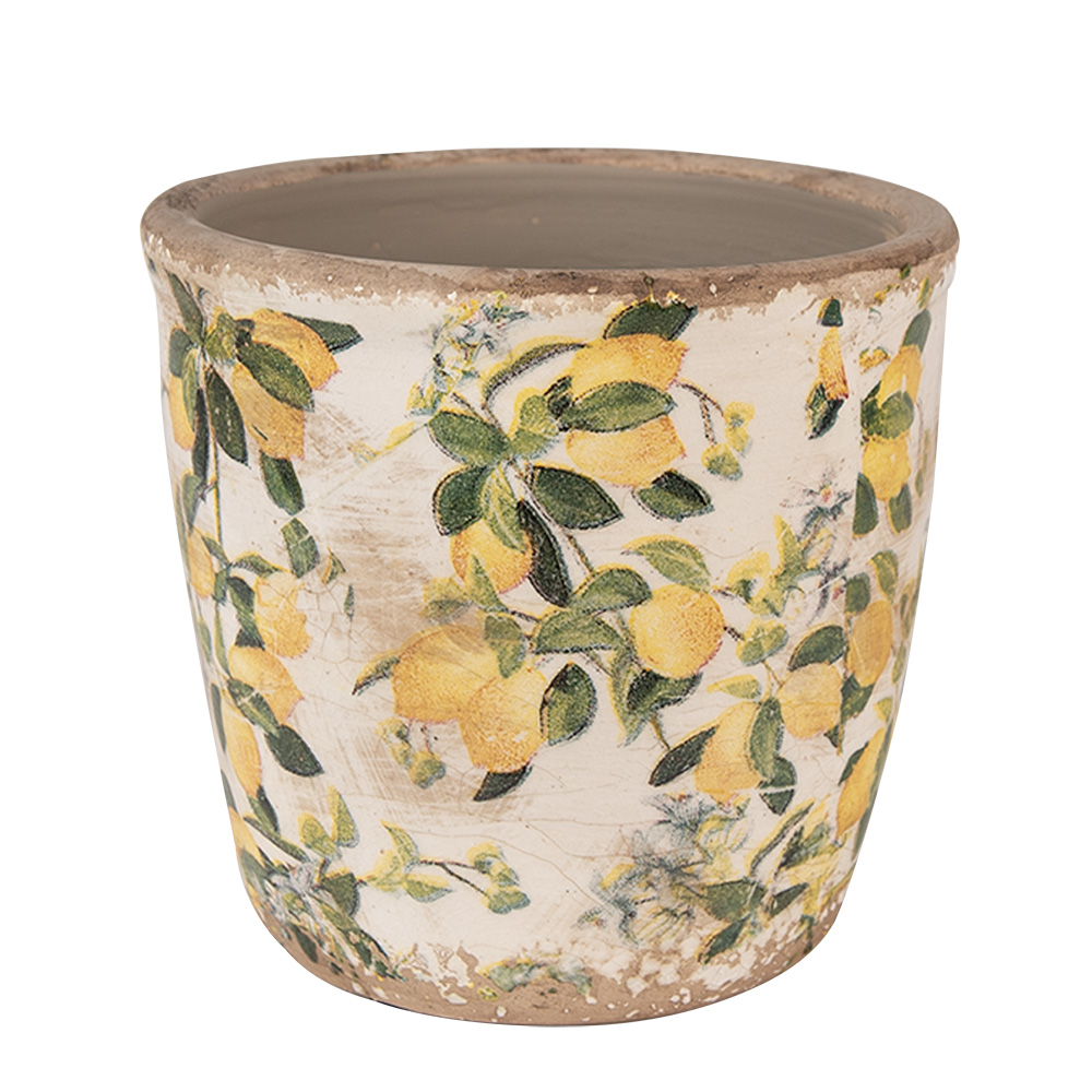 [6CE1609S] Vaso Porta Pianta Beige Giallo Ø 13x12 cm