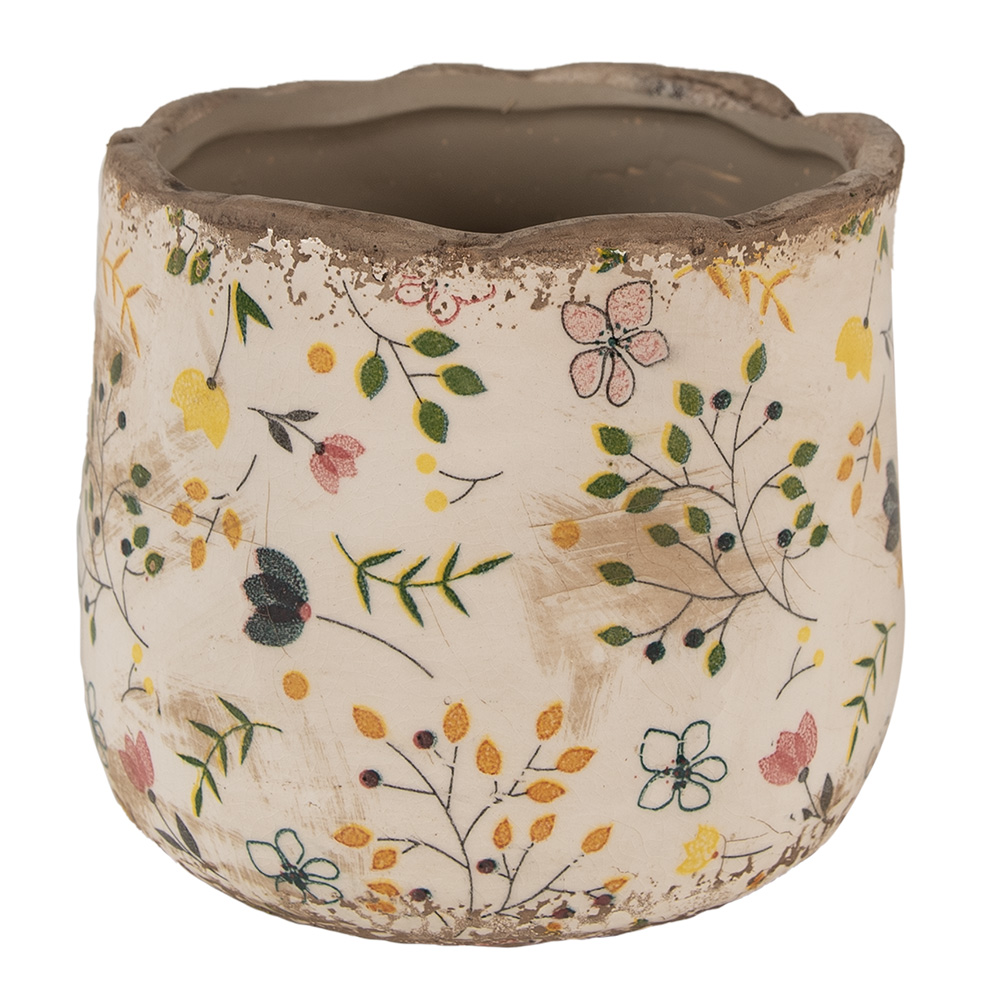 [6CE1610S] Vaso Porta Pianta Beige Giallo Ø 14x12 cm