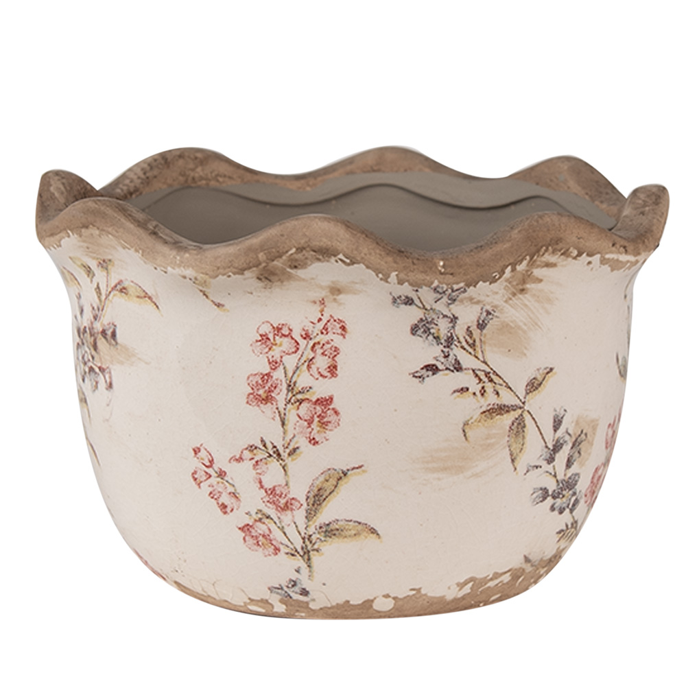 [6CE1617S] Blumentopf für Innen Beige Rosa Ø 14x9 cm