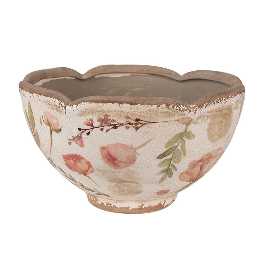 [6CE1626M] Vaso Porta Pianta Beige Rosa Ø 21x12 cm