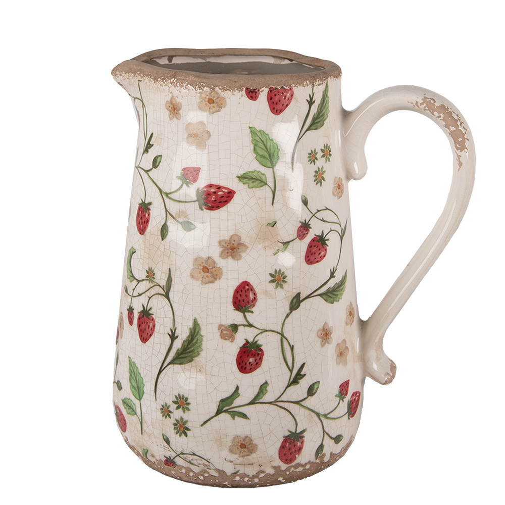 [6CE1633L] Pichet décoratif Beige Rouge 21x15x23 cm