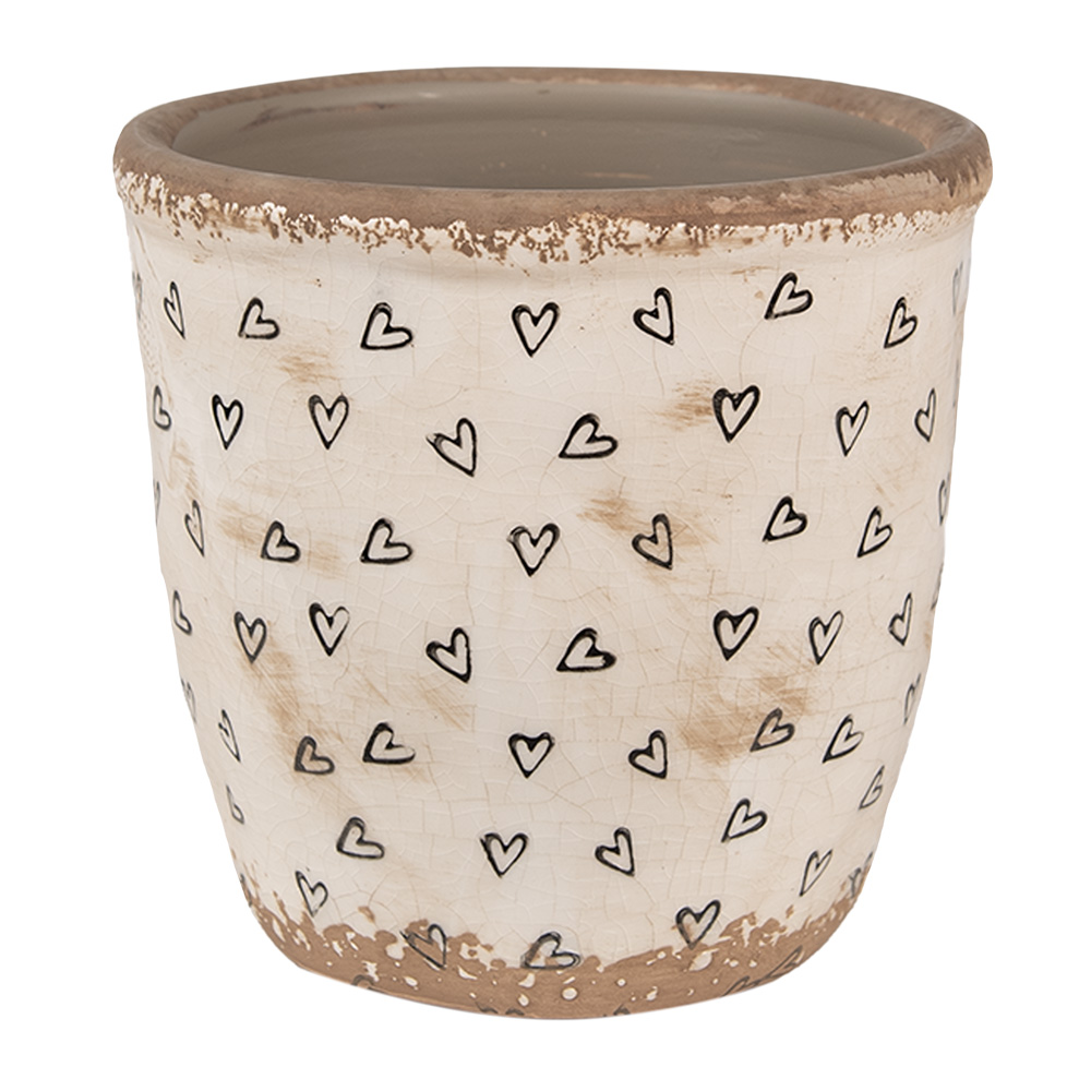 [6CE1652M] Flower Pot Inside Beige Black Ø 14x13 cm