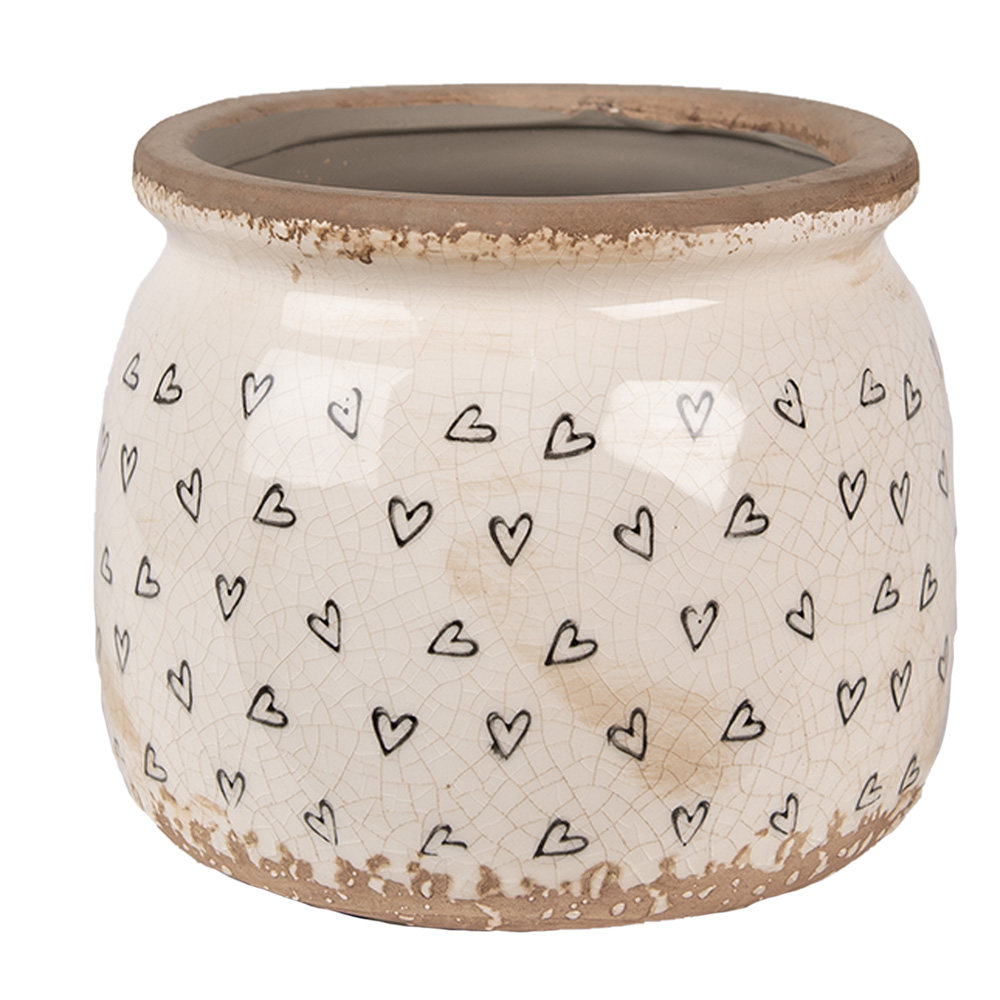 [6CE1653M] Flower Pot Inside Beige Black Ø 16x13 cm
