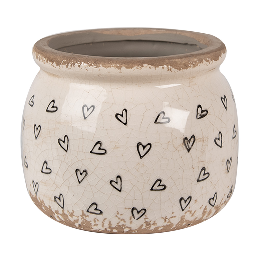 [6CE1653S] Flower Pot Inside Beige Black Ø 12x10 cm