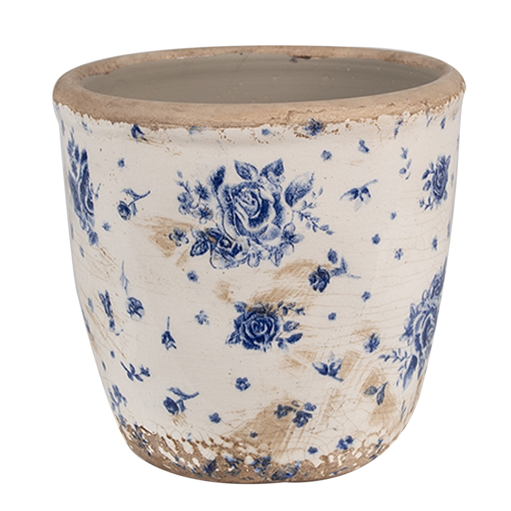 [6CE1658S] Pot de fleurs d'intérieur Beige Bleu Ø 13x12 cm