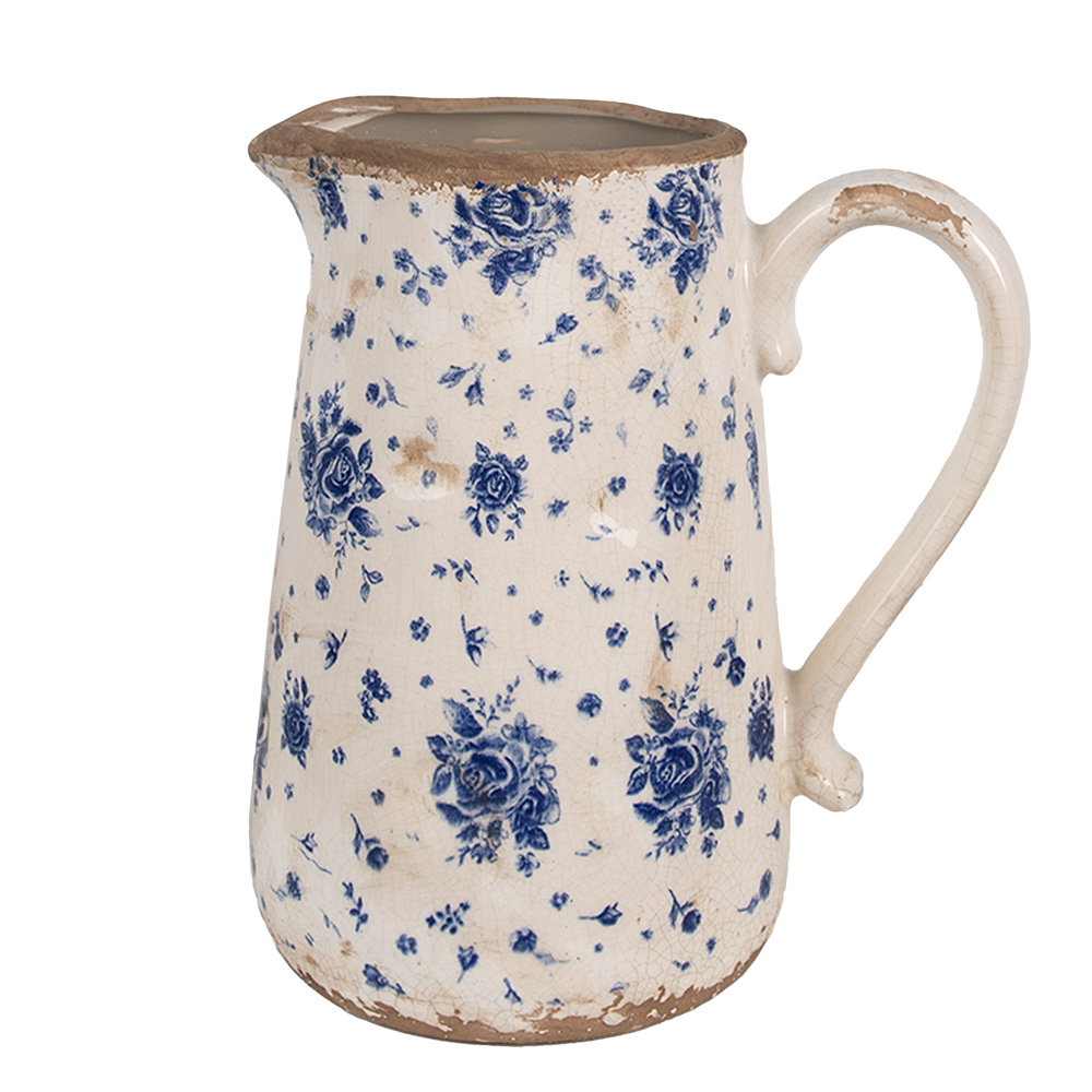 [6CE1660L] Brocca Decorativa Beige Blu 21x15x23 cm