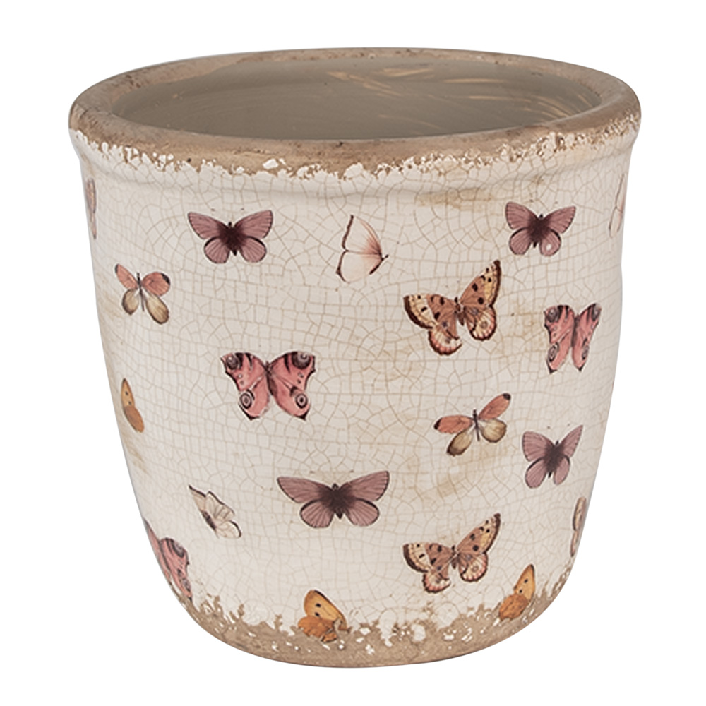 [6CE1661M] Vaso Porta Pianta Beige Ø 15x14 cm