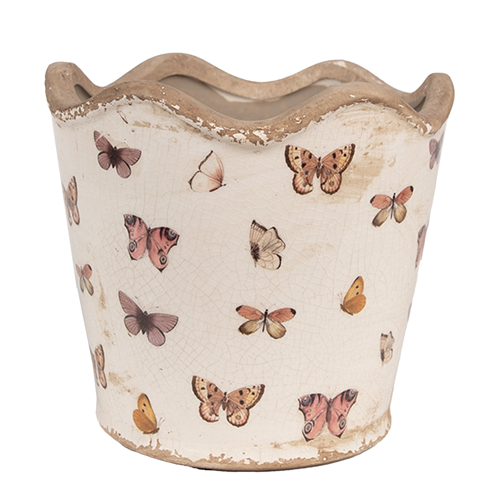 [6CE1664M] Flower Pot Inside Beige Pink Ø 16x15 cm