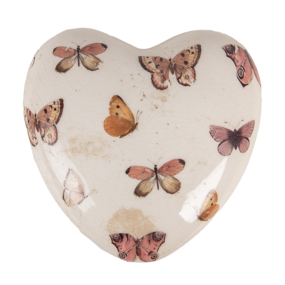 [6CE1668L] Deko Herz Beige Rosa 10x10x4 cm