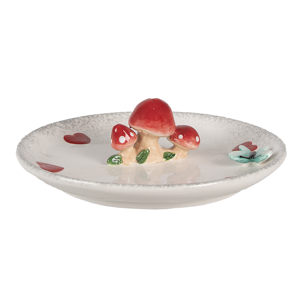 [6CE1701] Plat de service Blanc Rouge Ø 21x6 cm