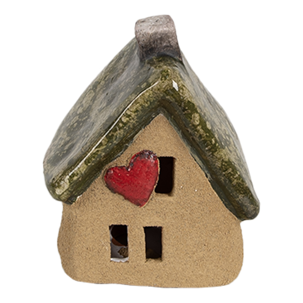[6CE1780] Dekoration Haus Braun Grün 7x6x9 cm